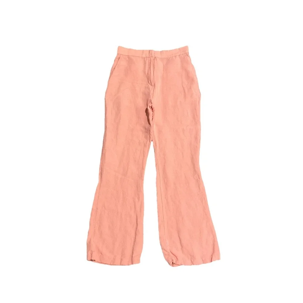 H&M Linen‎ Blend Peach High Rise Wide Leg Resort Summer Pants Womens Size 8